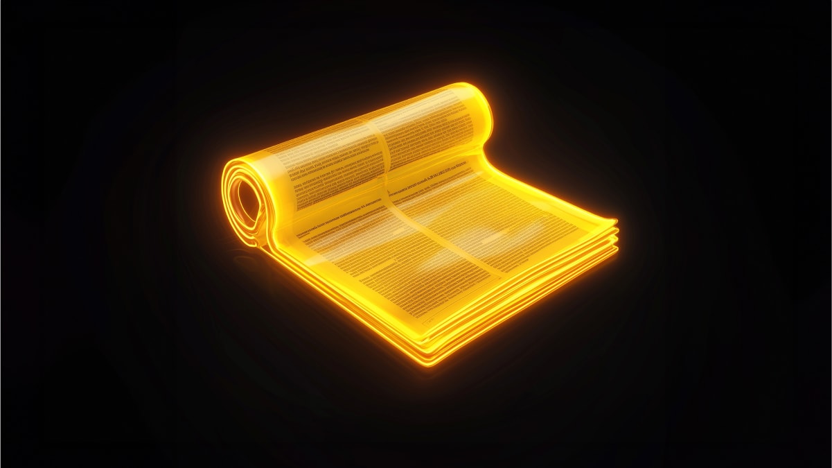 yellow glowing icon of article