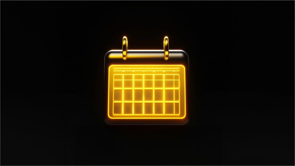 yellow glowing icon of calender