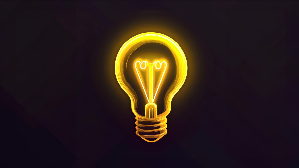 yellow glowing icon of lightbulb