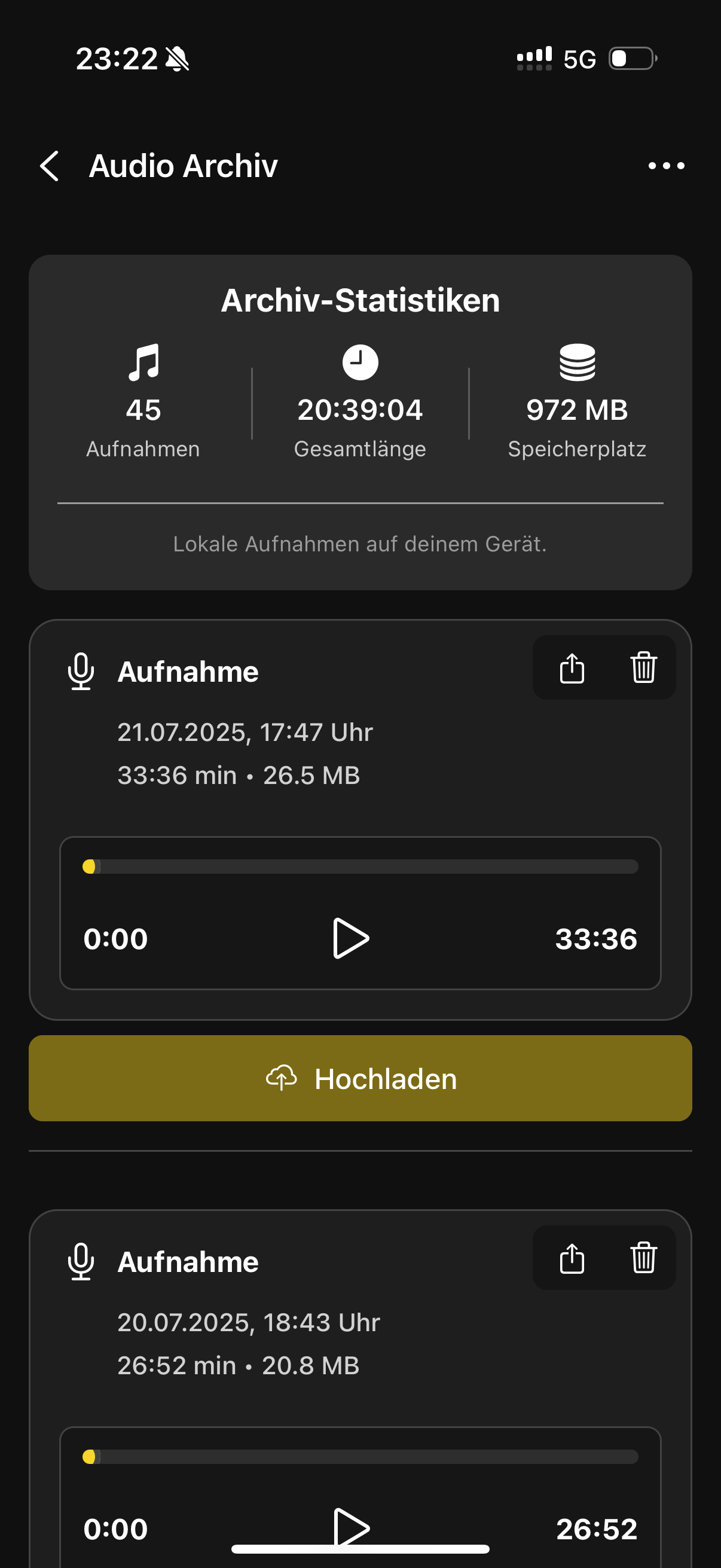 Memoro Audio Archive with 45 recordings