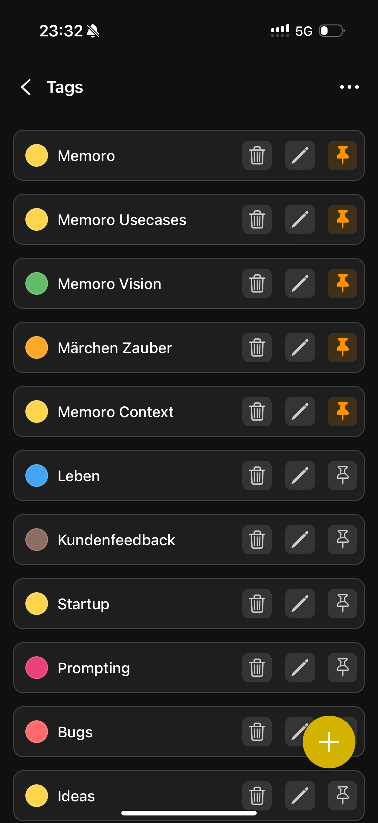 Tag-Verwaltung in Memoro