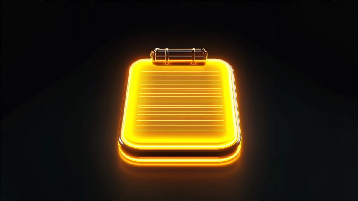 yellow glowing icon of to do list